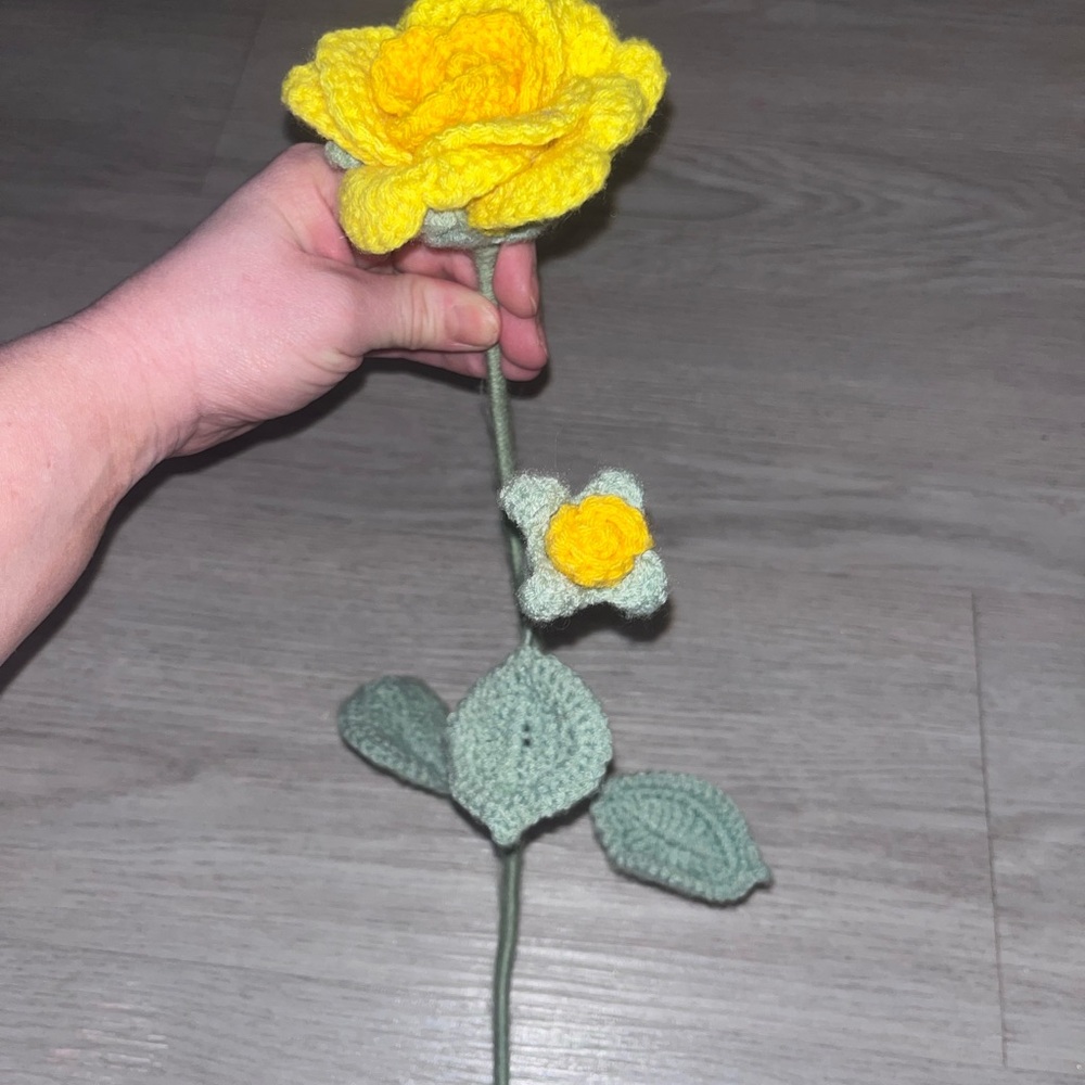 Handmade Yellow Crochet Rose